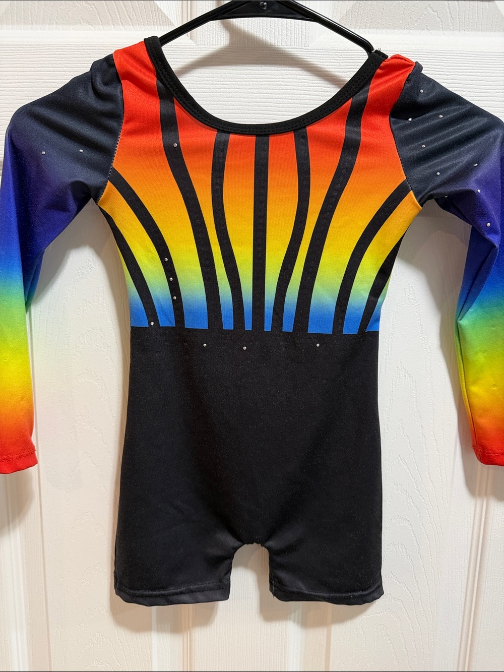 Toddler Rainbow + Black Long Sleeve Gymnastics Leotard